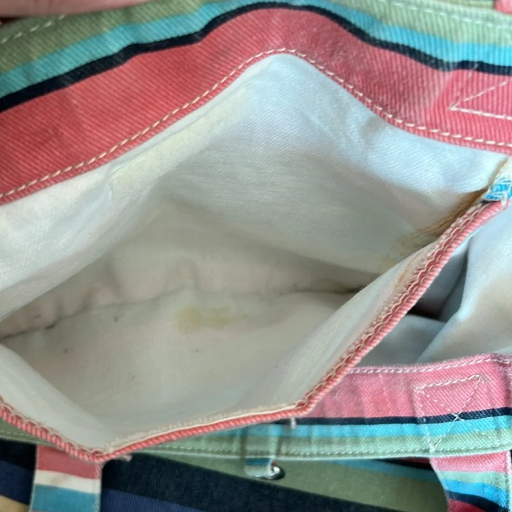 Vintage Eddie Bauer Summer Striped Cotton Canvas Tote